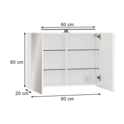 Vicco Armoire de toilette Blanc 80x60cm avec éclairage LED* Armoire De Toilette