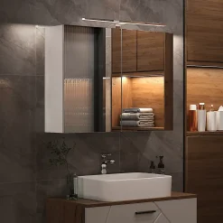 Vicco Armoire de toilette Blanc 80x60cm avec éclairage LED* Armoire De Toilette