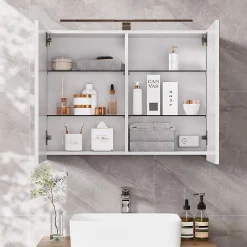 Vicco Armoire de toilette Blanc 80x60cm avec éclairage LED* Armoire De Toilette