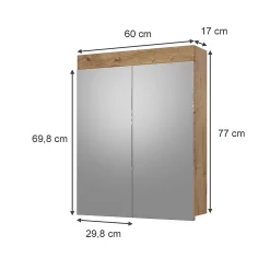 Vicco Armoire de toilette Chêne Wotan 60x77cm* Armoire De Toilette