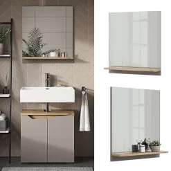 Vicco Armoire de toilette Grège 60x67cm avec étagère* Armoire De Toilette