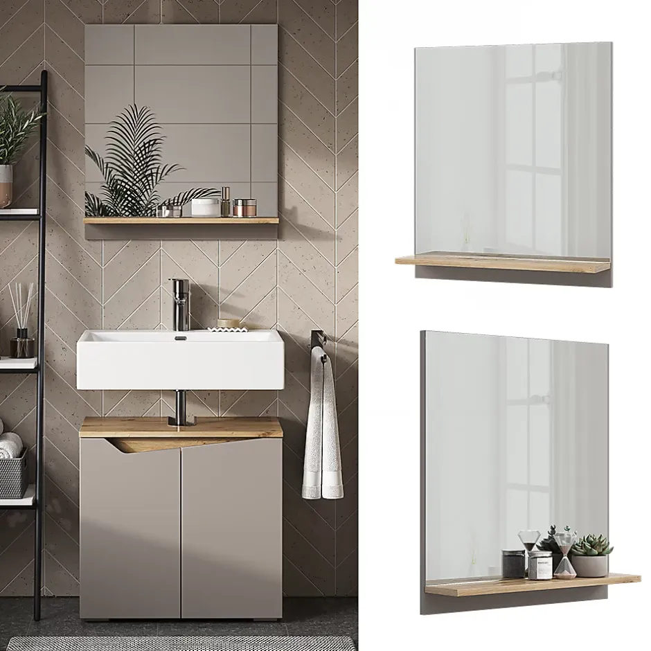 Vicco Armoire de toilette Grège 60x67cm avec étagère* Armoire De Toilette