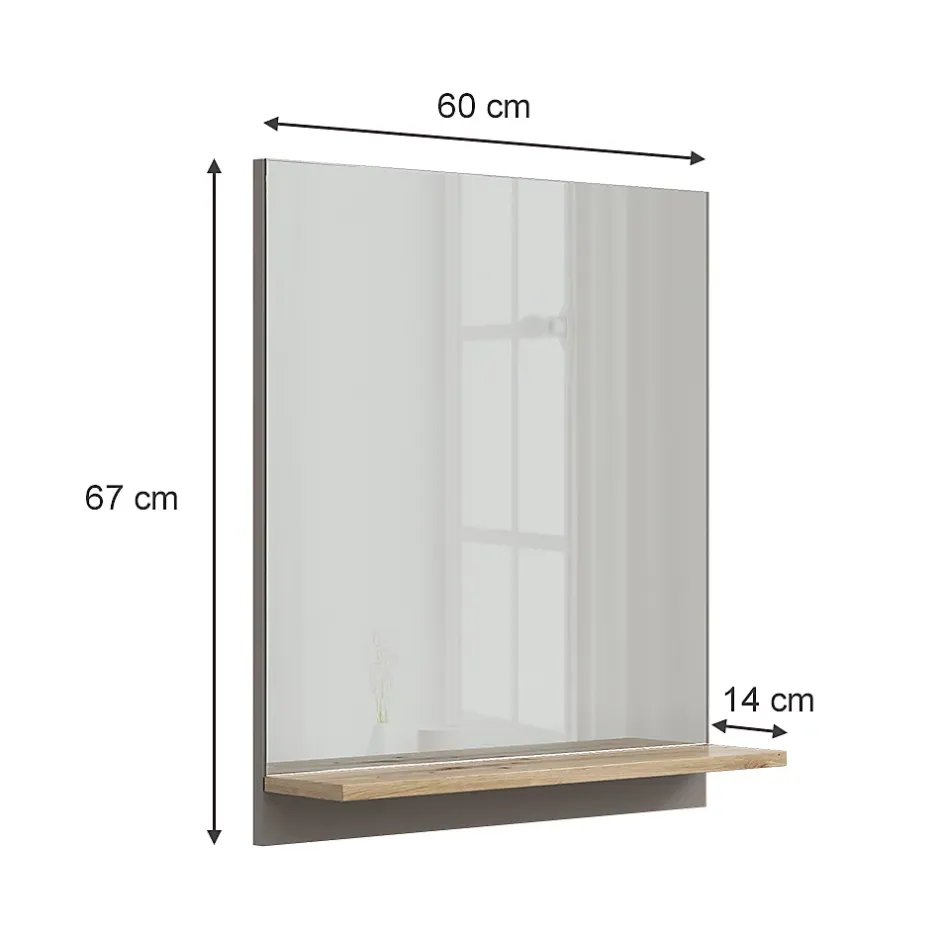 Vicco Armoire de toilette Grège 60x67cm avec étagère* Armoire De Toilette