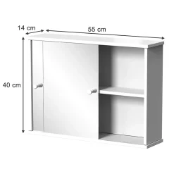 Vicco Armoire de toilette Blanc 55x40cm avec 2 portes coulissantes* Armoire De Toilette
