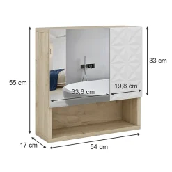 Vicco Armoire de toilette Blanc 54x55cm avec porte et compartiments ouverts