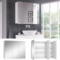 Vicco Armoire de toilette Blanc 100x79.8cm avec 3 portes* Armoire De Toilette