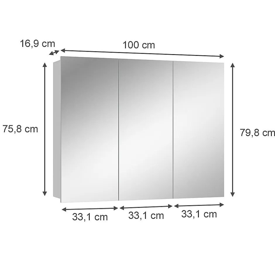 Vicco Armoire de toilette Blanc 100x79.8cm avec 3 portes* Armoire De Toilette