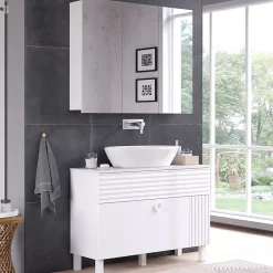 Vicco Armoire de toilette Blanc 100x79.8cm avec 3 portes* Armoire De Toilette