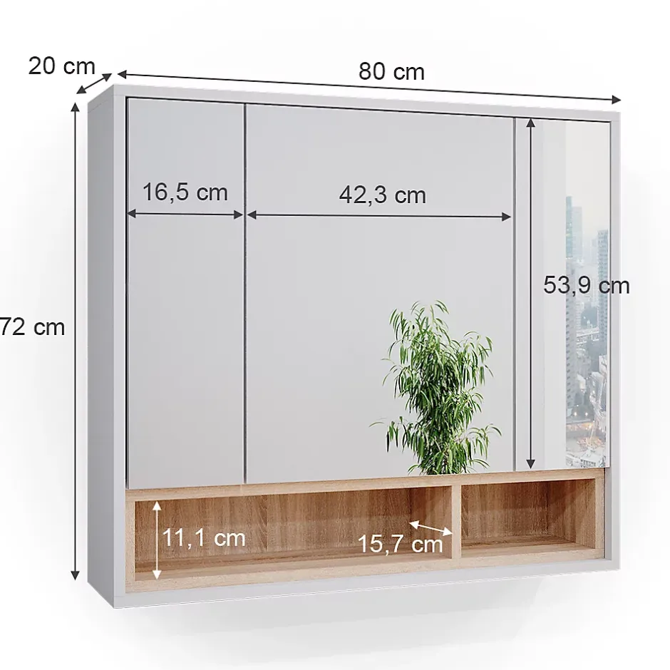 Vicco Armoire de toilette Blanc 80x72cm