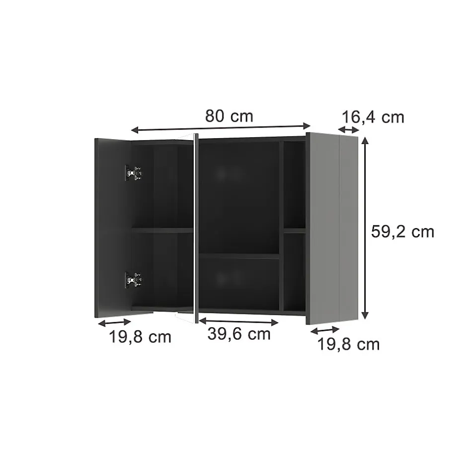 Vicco Armoire de toilette Anthracite 80x59.2cm avec des étagères* Armoire De Toilette