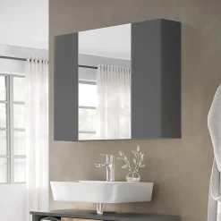 Vicco Armoire de toilette Anthracite 80x59.2cm avec des étagères* Armoire De Toilette
