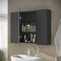 Vicco Armoire de toilette Anthracite 80x59.2cm avec des étagères* Armoire De Toilette