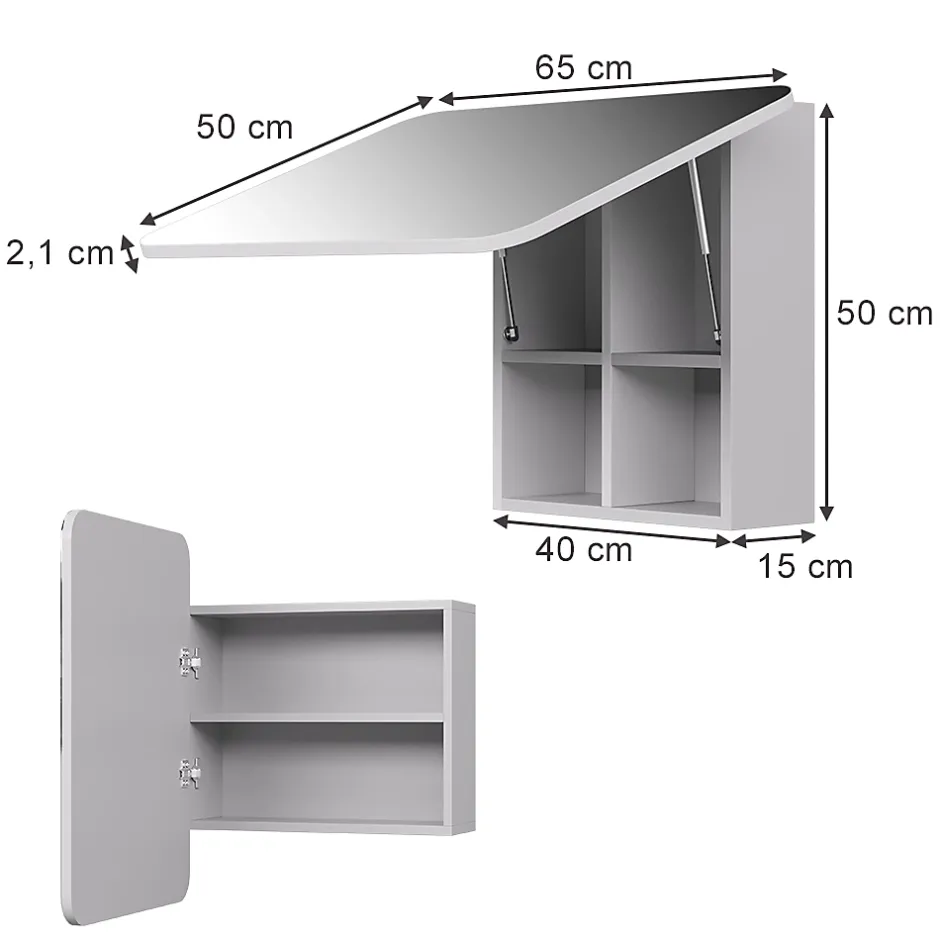 Vicco Armoire de toilette Blanc 65x50cm avec des étagères