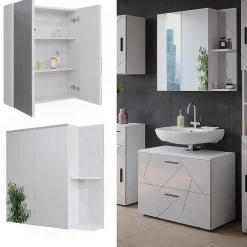 Vicco Armoire de toilette Blanc Haute brillance 80x75cm* Armoire De Toilette