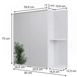 Vicco Armoire de toilette Blanc Haute brillance 80x75cm* Armoire De Toilette