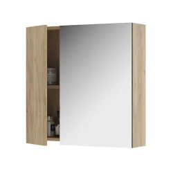 Vicco Armoire de toilette Chêne de force doré 60x59.2cm Avec étagères et 1 porte miroir* Armoire De Toilette