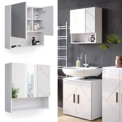 Vicco Armoire de toilette Blanc Haute brillance 16.9x55cm