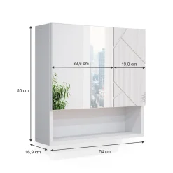Vicco Armoire de toilette Blanc Haute brillance 16.9x55cm