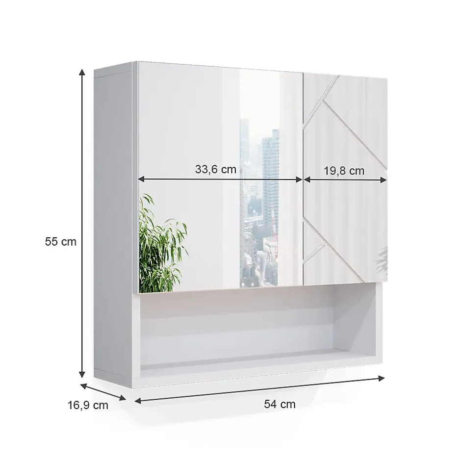 Vicco Armoire de toilette Blanc Haute brillance 16.9x55cm