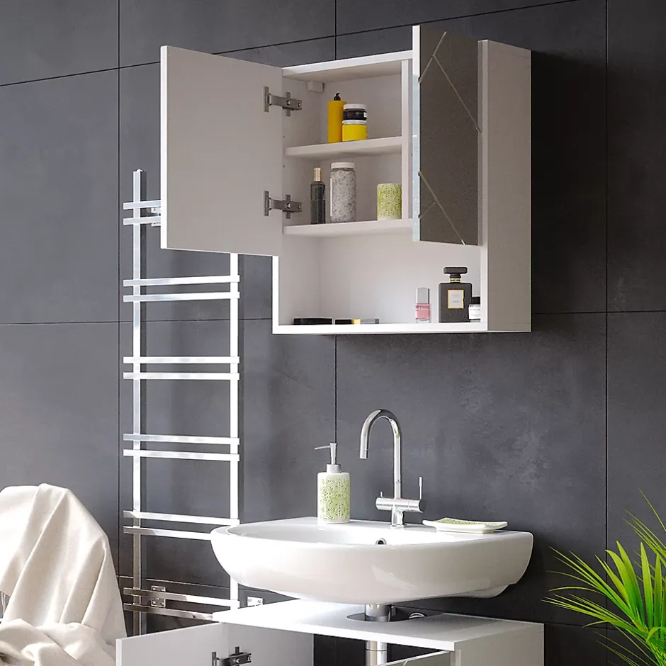 Vicco Armoire de toilette Blanc Haute brillance 16.9x55cm