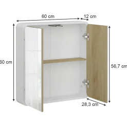 Vicco armoire de toilette blanc/chêne 60x60cm* Armoire De Toilette