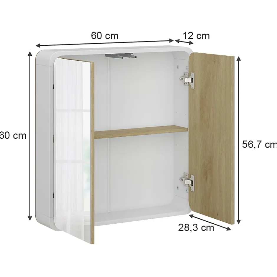 Vicco armoire de toilette blanc/chêne 60x60cm* Armoire De Toilette