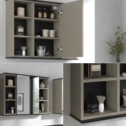 Vicco Armoire de toilette Grège 80x60cm avec miroir