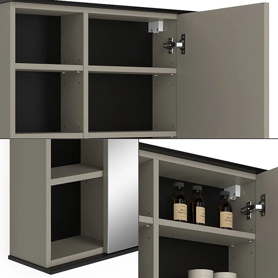 Vicco Armoire de toilette Grège 80x60cm avec miroir