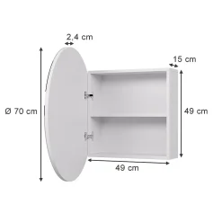 Vicco Armoire de toilette Blanc 70x70cm avec 2 compartiments