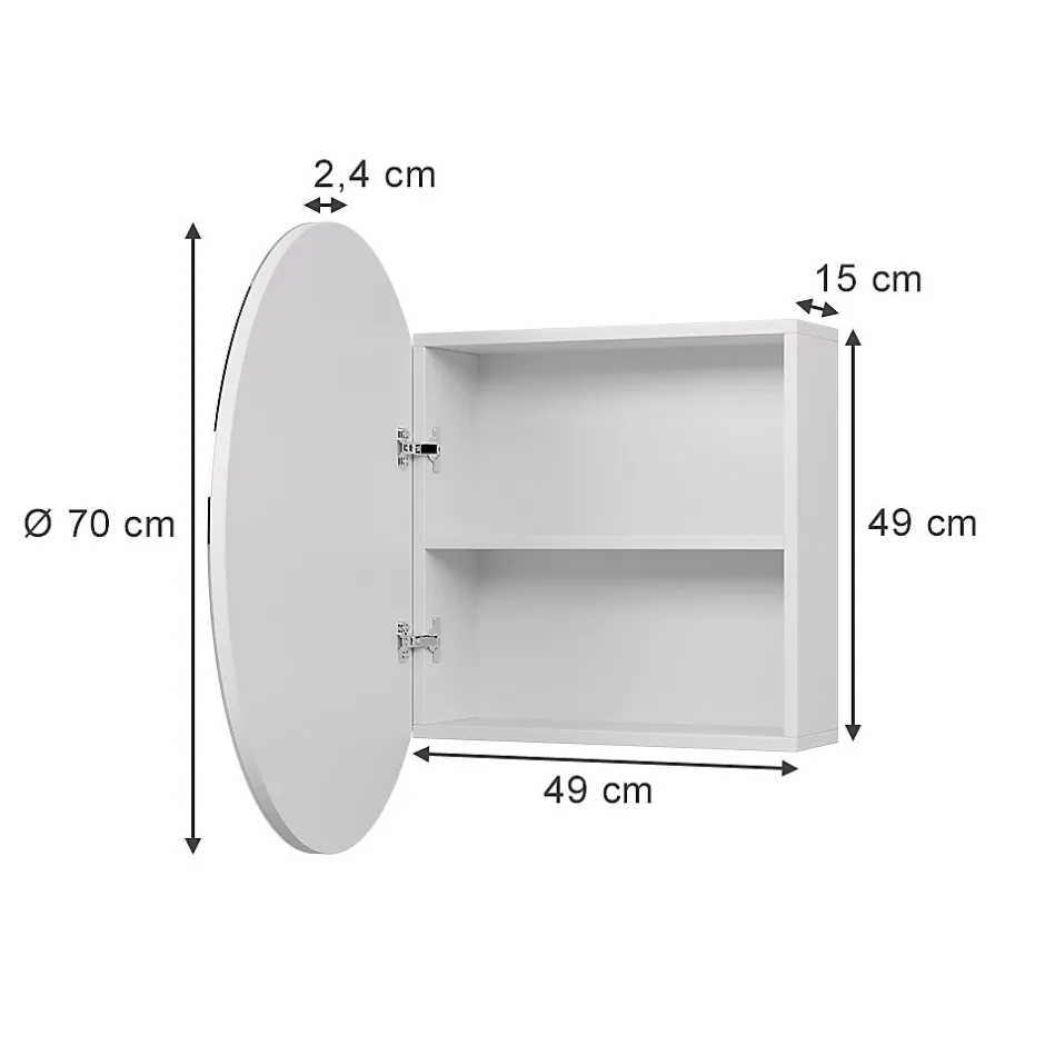 Vicco Armoire de toilette Blanc 70x70cm avec 2 compartiments