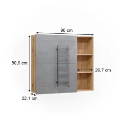 Vicco Armoire de toilette Chêne 90x80.9cm avec porte et compartiments ouverts* Armoire De Toilette