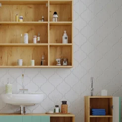 Vicco Armoire de toilette Chêne 90x80.9cm avec porte et compartiments ouverts* Armoire De Toilette