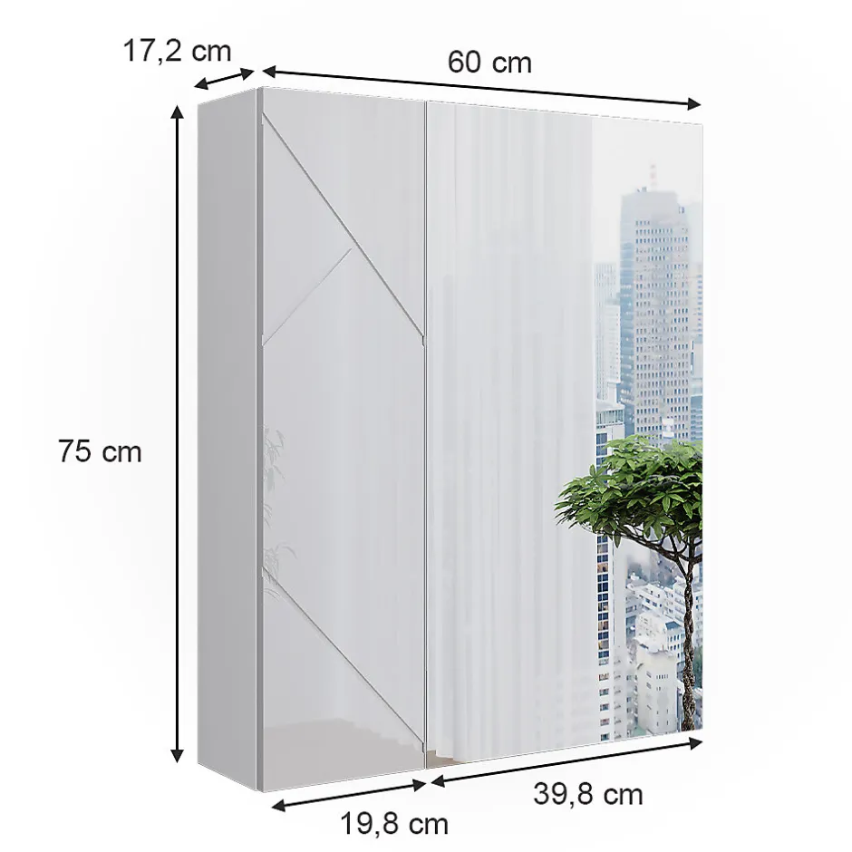 Vicco Armoire de toilette Blanc Haute brillance 60x75cm