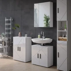 Vicco Armoire de toilette Blanc Haute brillance 60x75cm