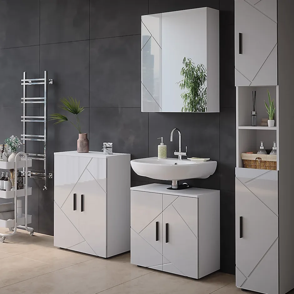 Vicco Armoire de toilette Blanc Haute brillance 60x75cm