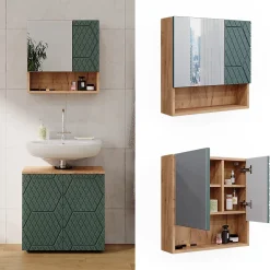 Vicco Armoire de toilette Vert/force de lor Chêne 54x55cm* Armoire De Toilette