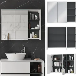 Vicco Armoire de toilette blanc/anthracite 18x75cm* Armoire De Toilette