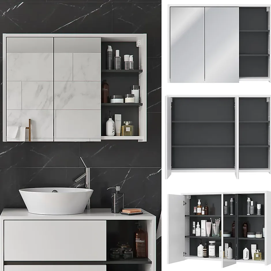 Vicco Armoire de toilette blanc/anthracite 18x75cm* Armoire De Toilette