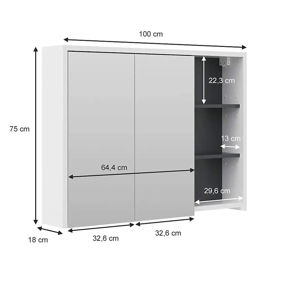 Vicco Armoire de toilette blanc/anthracite 18x75cm* Armoire De Toilette