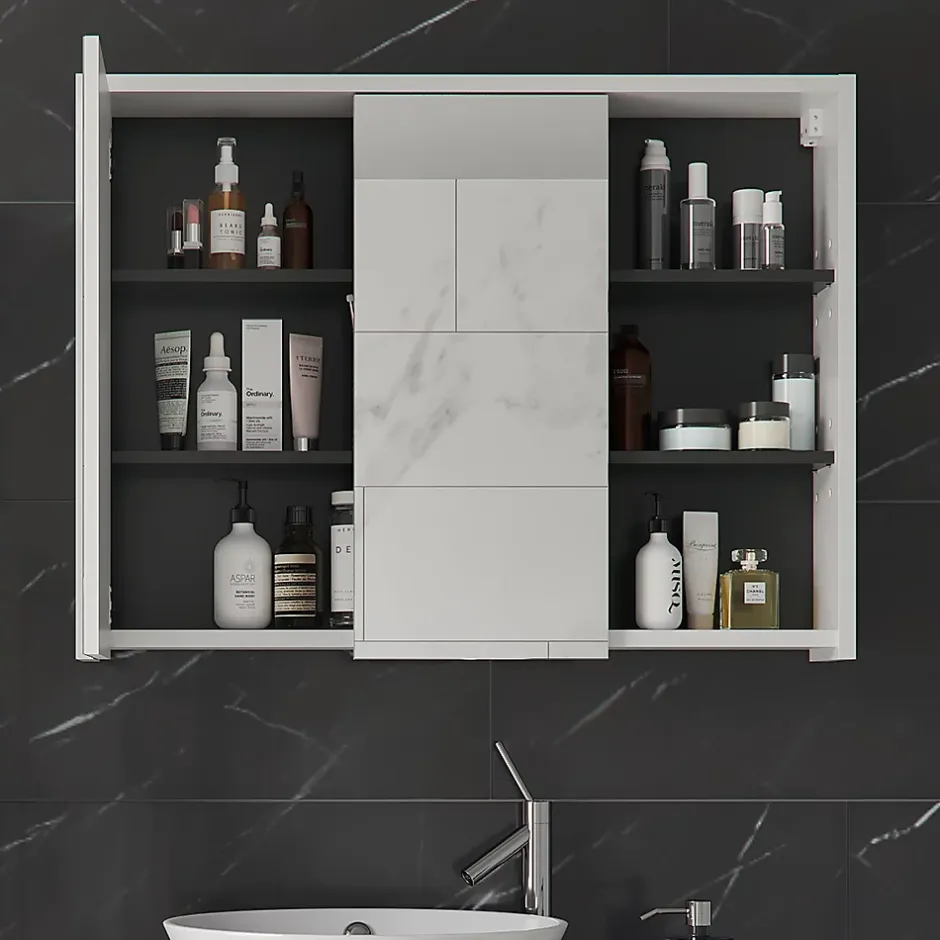 Vicco Armoire de toilette blanc/anthracite 18x75cm* Armoire De Toilette