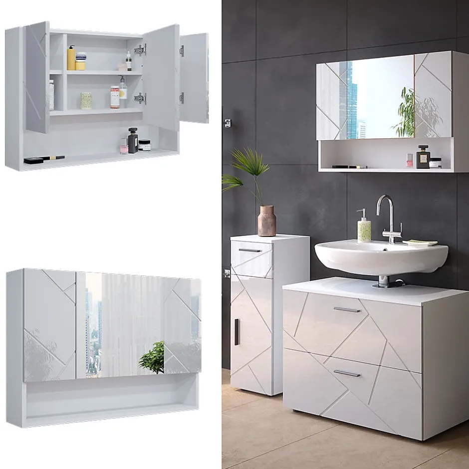 Vicco Armoire de toilette Blanc Haute brillance 80.1x55cm