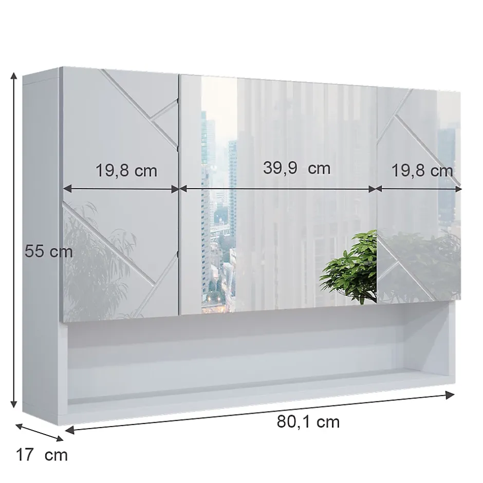 Vicco Armoire de toilette Blanc Haute brillance 80.1x55cm