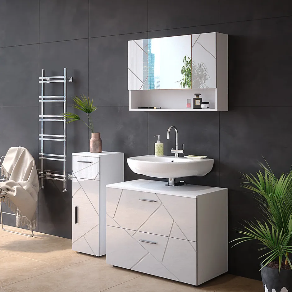 Vicco Armoire de toilette Blanc Haute brillance 80.1x55cm