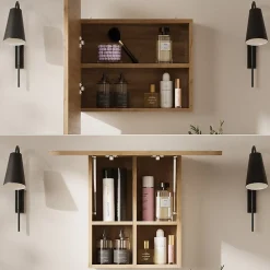 Vicco Armoire de toilette Chêne de force doré 65x50cm avec des étagères* Armoire De Toilette