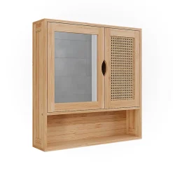 Vicco Armoire de toilette bambou/rotin 56x58cm avec miroir* Armoire De Toilette