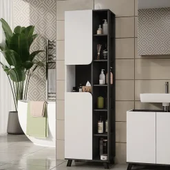 Vicco Armoire haute Anthracite/blanc 50x175cm avec 2 portes