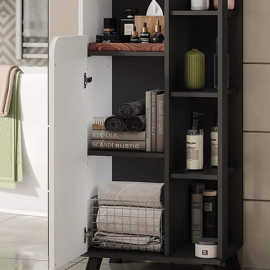 Vicco Armoire haute Anthracite/blanc 50x175cm avec 2 portes