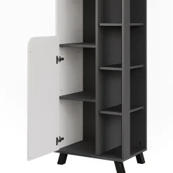 Vicco Armoire haute Anthracite/blanc 50x175cm avec 2 portes