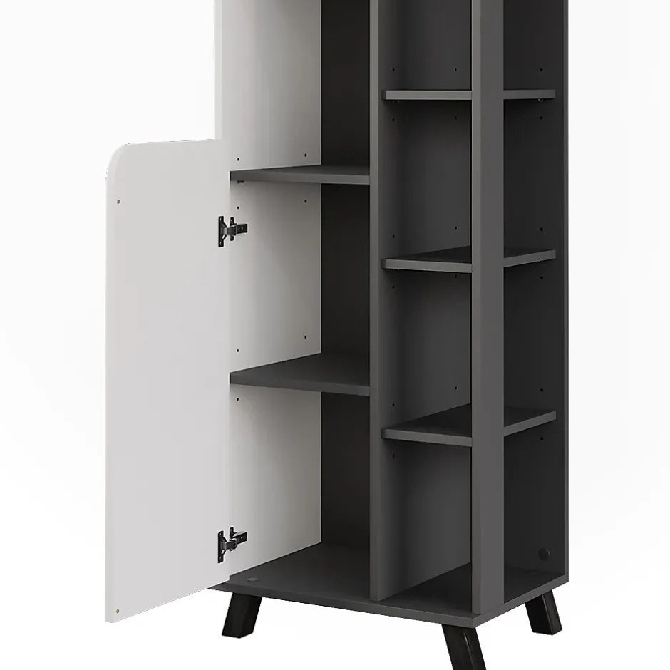 Vicco Armoire haute Anthracite/blanc 50x175cm avec 2 portes
