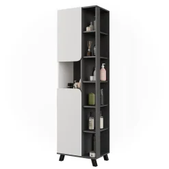 Vicco Armoire haute Anthracite/blanc 50x175cm avec 2 portes